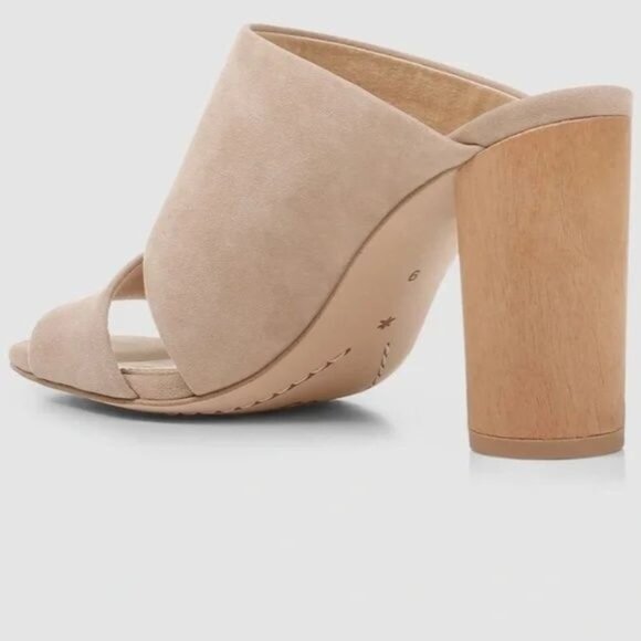 Splendid Serenade Suede Block Heel Sandal Wood Sided Neutral Transition Size 9.5 - Picture 3 of 10